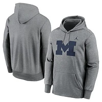 Men's Jordan Brand Heather Gray Michigan Wolverines Primetime Endzone Performance Pullover Hoodie