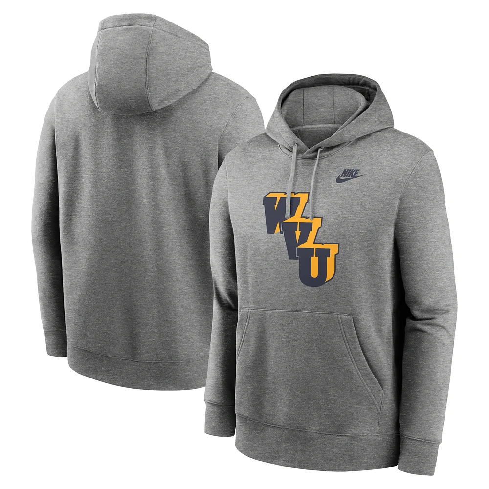 Men's Nike Heather Gray West Virginia Mountaineers Legacy Logo Club Fleece Pullover Hoodie