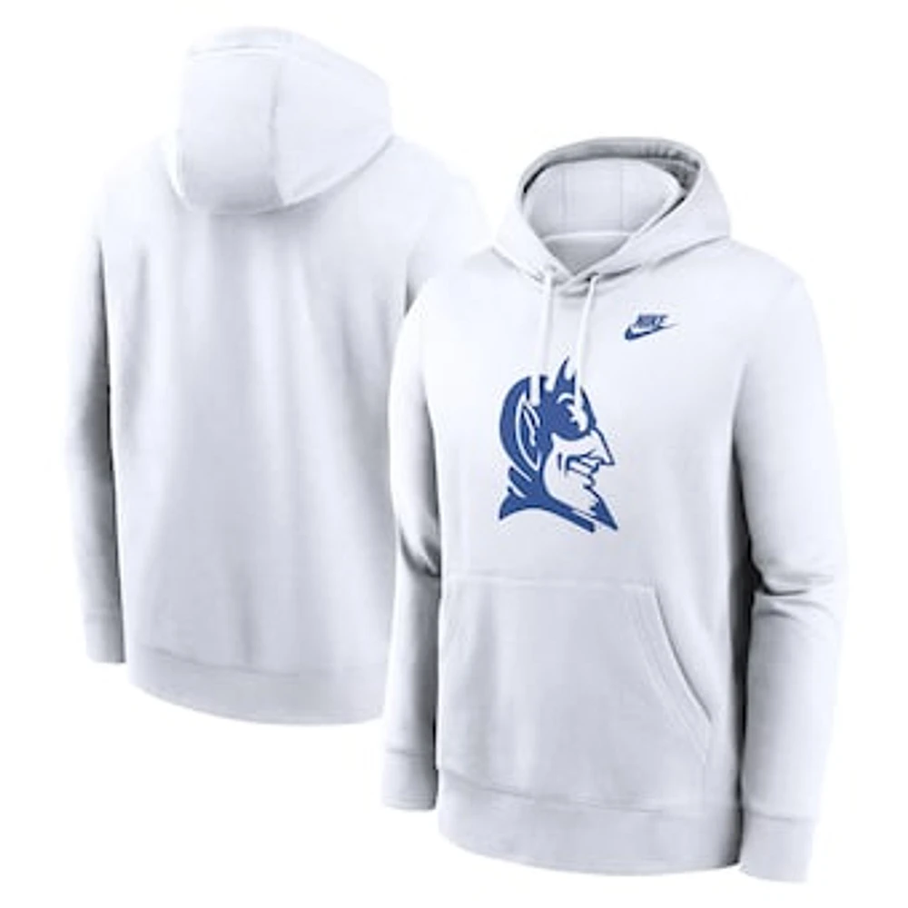 Men's Nike White Duke Blue Devils Legacy Logo Club Fleece Pullover Hoodie