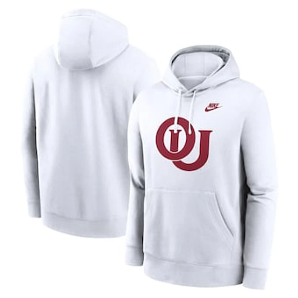 Men's Nike White Oklahoma Sooners Legacy Logo Club Fleece Pullover Hoodie