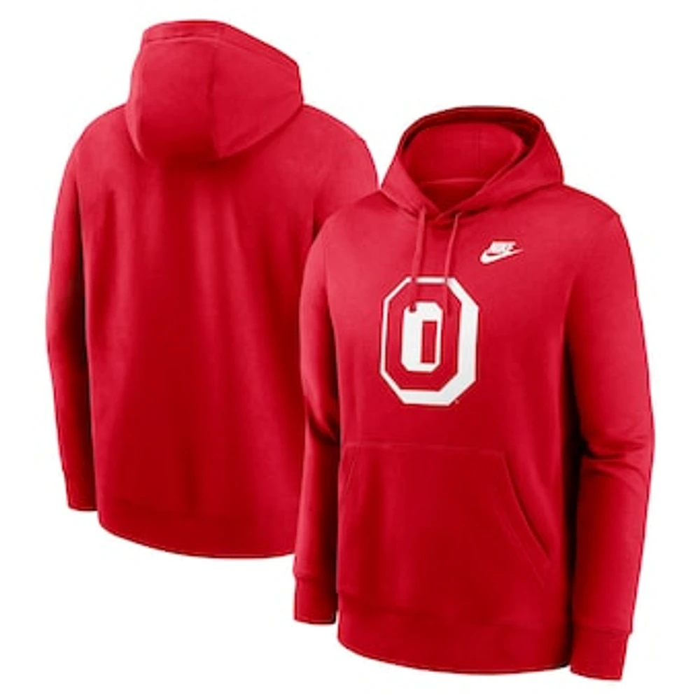 Men's Nike Scarlet Ohio State Buckeyes Legacy Logo Club Fleece Pullover Hoodie