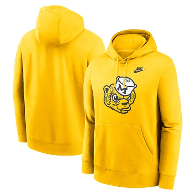 Men's Nike Maize Michigan Wolverines Legacy Logo Club Fleece Pullover Hoodie