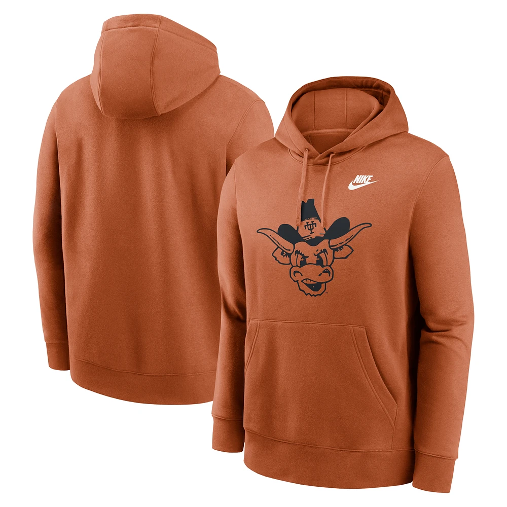 Men's Nike Texas Orange Texas Longhorns Legacy Logo Club Fleece Pullover Hoodie