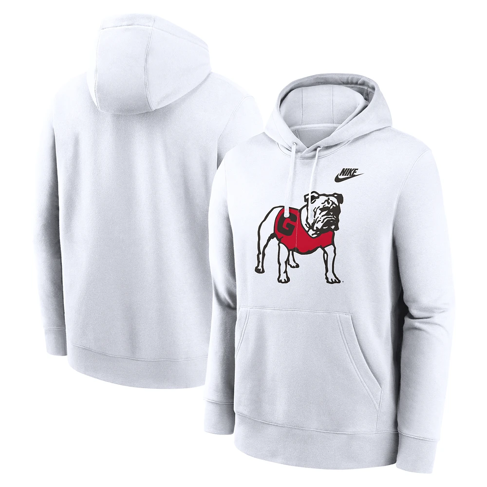 Men's Nike White Georgia Bulldogs Legacy Logo Club Fleece Pullover Hoodie