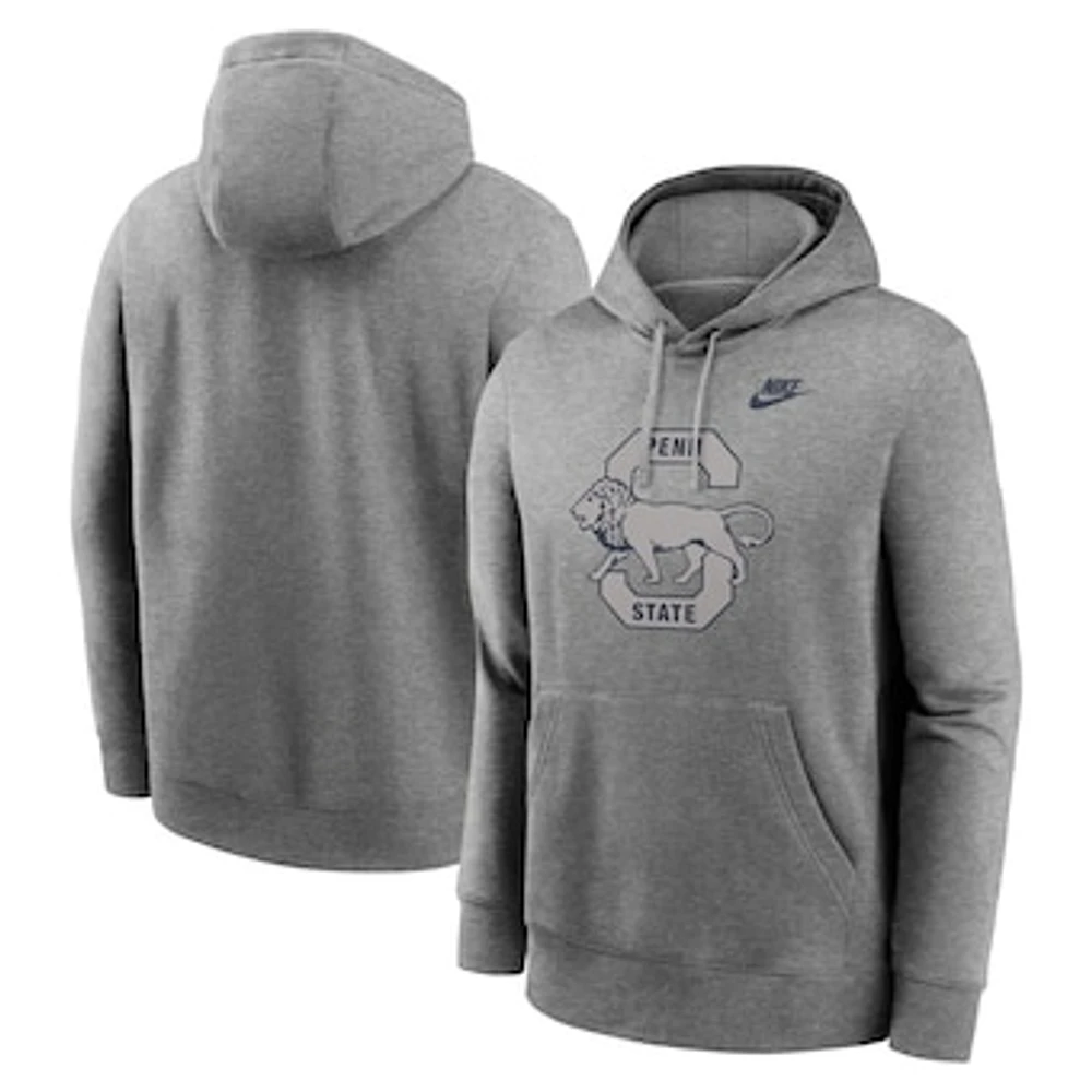 Men's Nike Heather Gray Penn State Nittany Lions Legacy Logo Club Fleece Pullover Hoodie