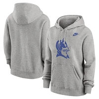 Men's Nike Heather Gray Duke Blue Devils Legacy Logo Club Fleece Pullover Hoodie