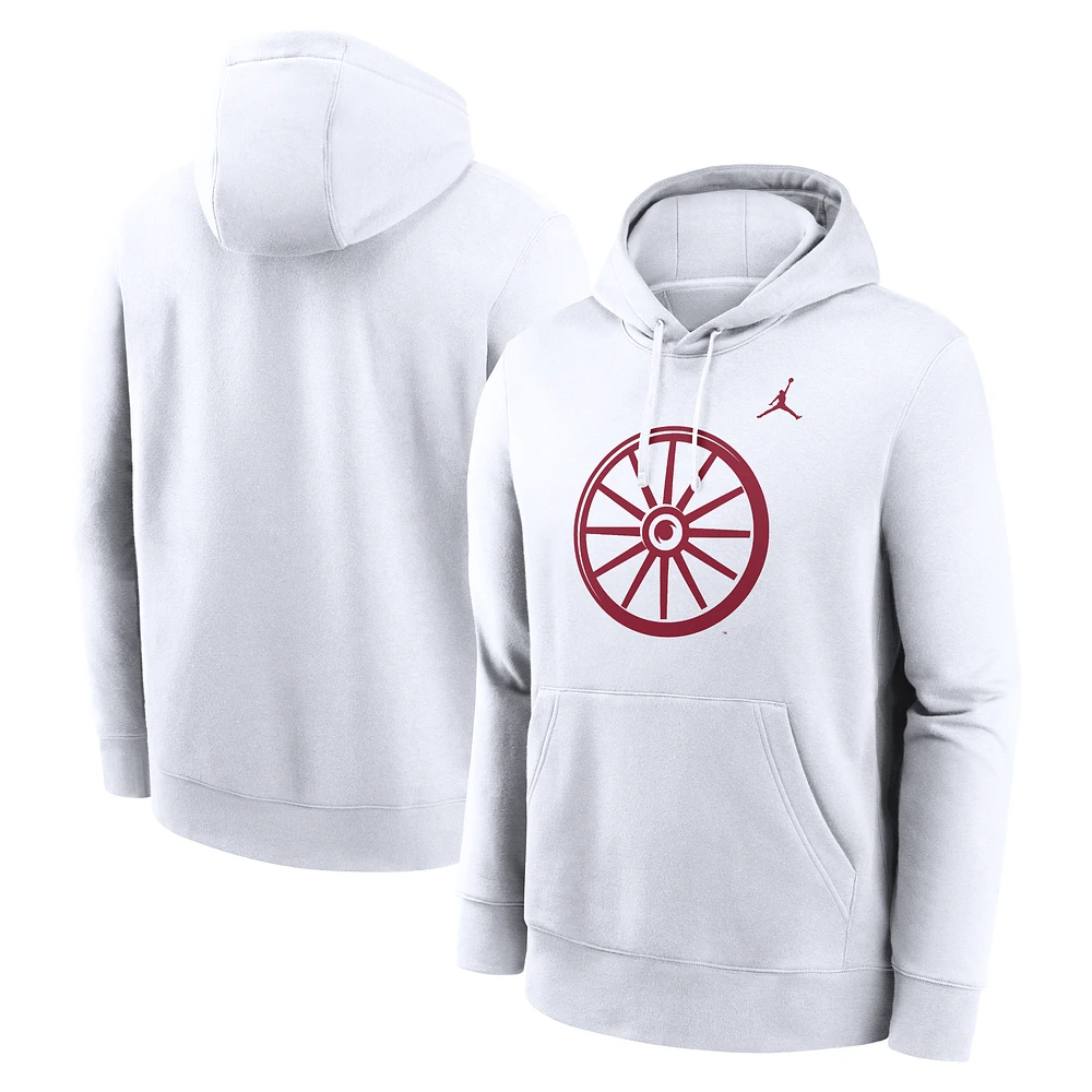 Men's Jordan Brand White Oklahoma Sooners Primetime Alternate Logo Club Fleece Pullover Hoodie