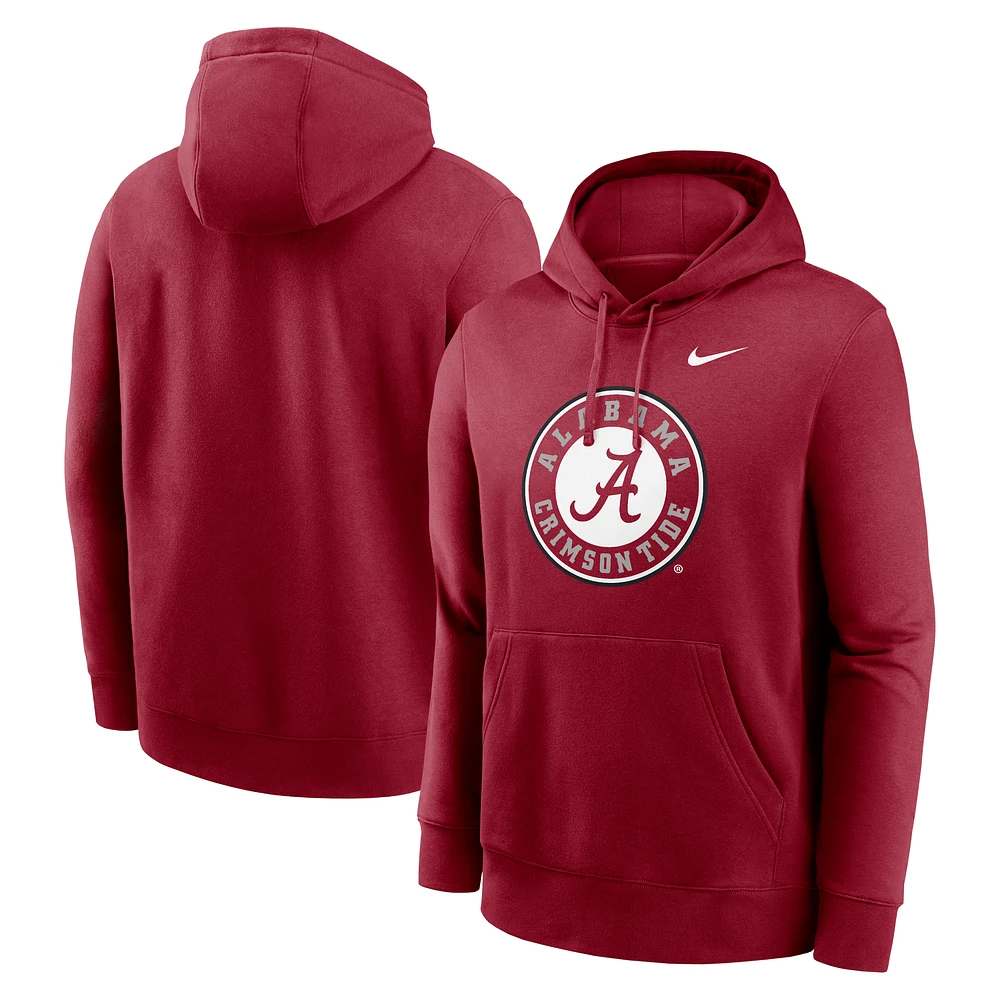 Men's Nike Crimson Alabama Tide Primetime Alternate Logo Club Fleece Pullover Hoodie