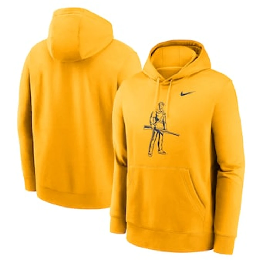 Men's Nike Gold West Virginia Mountaineers Primetime Alternate Logo Club Fleece Pullover Hoodie