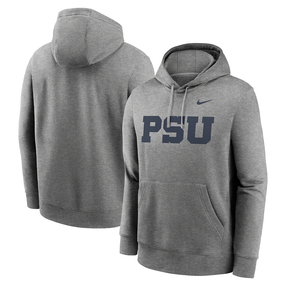 Men's Nike Heather Gray Penn State Nittany Lions Primetime Alternate Logo Club Fleece Pullover Hoodie