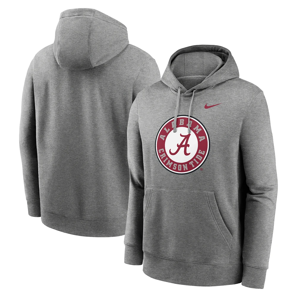 Men's Nike Heather Gray Alabama Crimson Tide Primetime Alternate Logo Club Fleece Pullover Hoodie