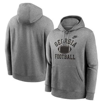 Men's Nike Heather Gray Georgia Bulldogs Legacy Football Icon Club Fleece Pullover Hoodie