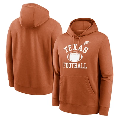 Men's Nike Texas Orange Longhorns Legacy Football Icon Club Fleece Pullover Hoodie