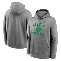 Men's Nike Heather Gray Oregon Ducks Legacy Football Icon Club Fleece Pullover Hoodie