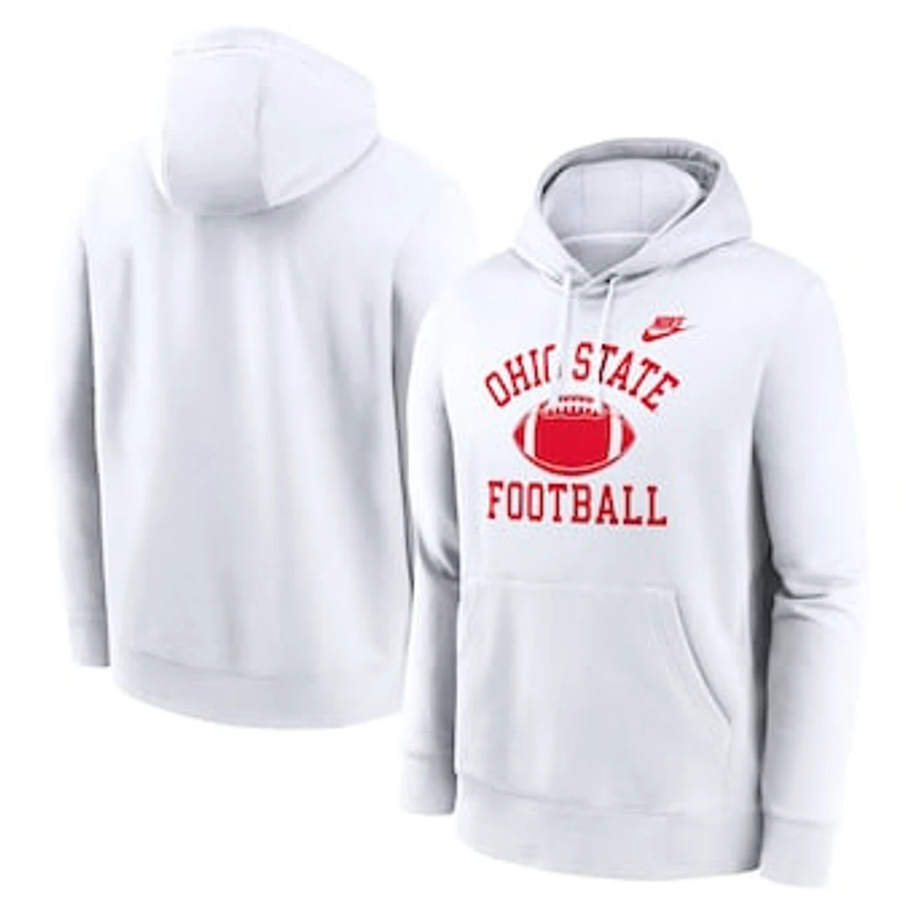 Men's Nike White Ohio State Buckeyes Legacy Football Icon Club Fleece Pullover Hoodie