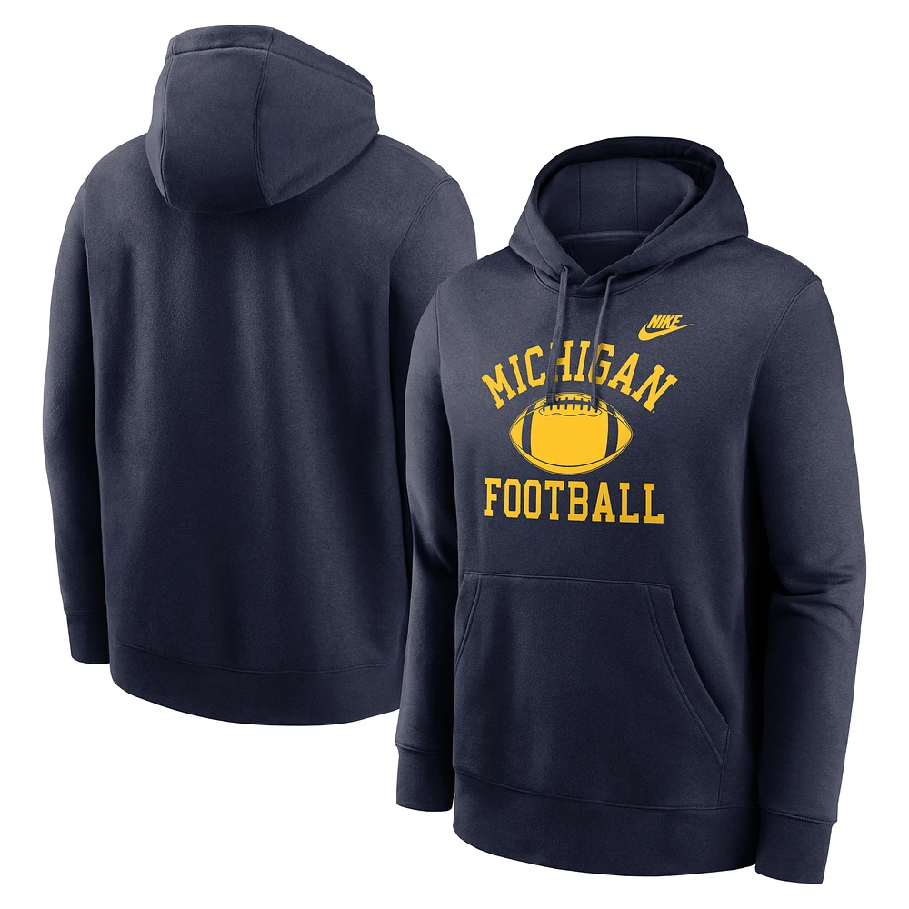 Men's Nike Navy Michigan Wolverines Legacy Football Icon Club Fleece Pullover Hoodie