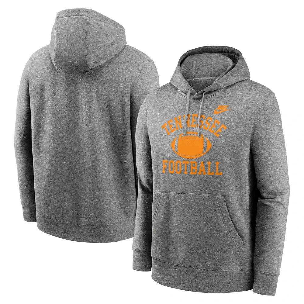 Men's Nike Heather Gray Tennessee Volunteers Legacy Football Icon Club Fleece Pullover Hoodie