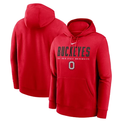 Men's Nike  Scarlet Ohio State Buckeyes Primetime Dynamic Mascot Club Fleece Pullover Hoodie