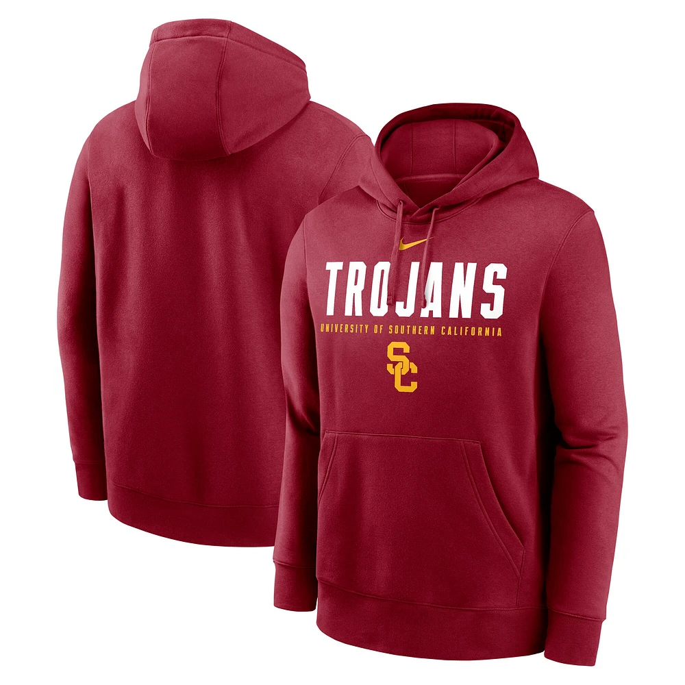 Men's Nike  Cardinal USC Trojans Primetime Dynamic Mascot Club Fleece Pullover Hoodie