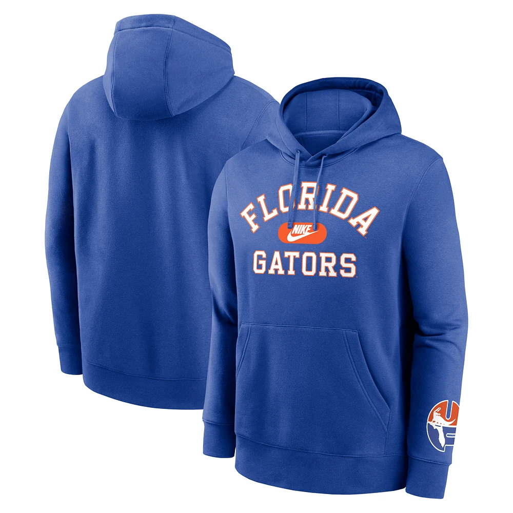 Men's Nike Royal Florida Gators Legacy Foundational Two-Hit Club Performance Pullover Hoodie