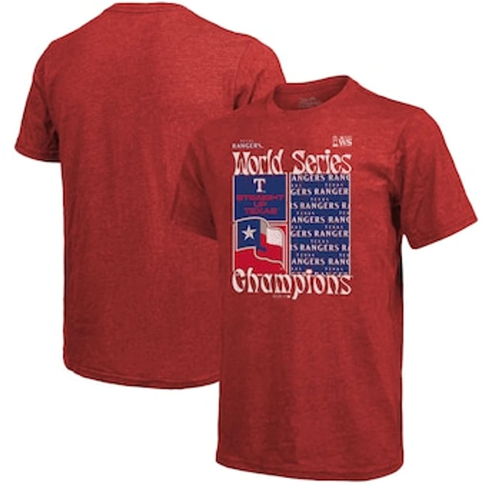 Men's Majestic Threads  Red Texas Rangers 2023 World Series Champions Square Logo T-Shirt