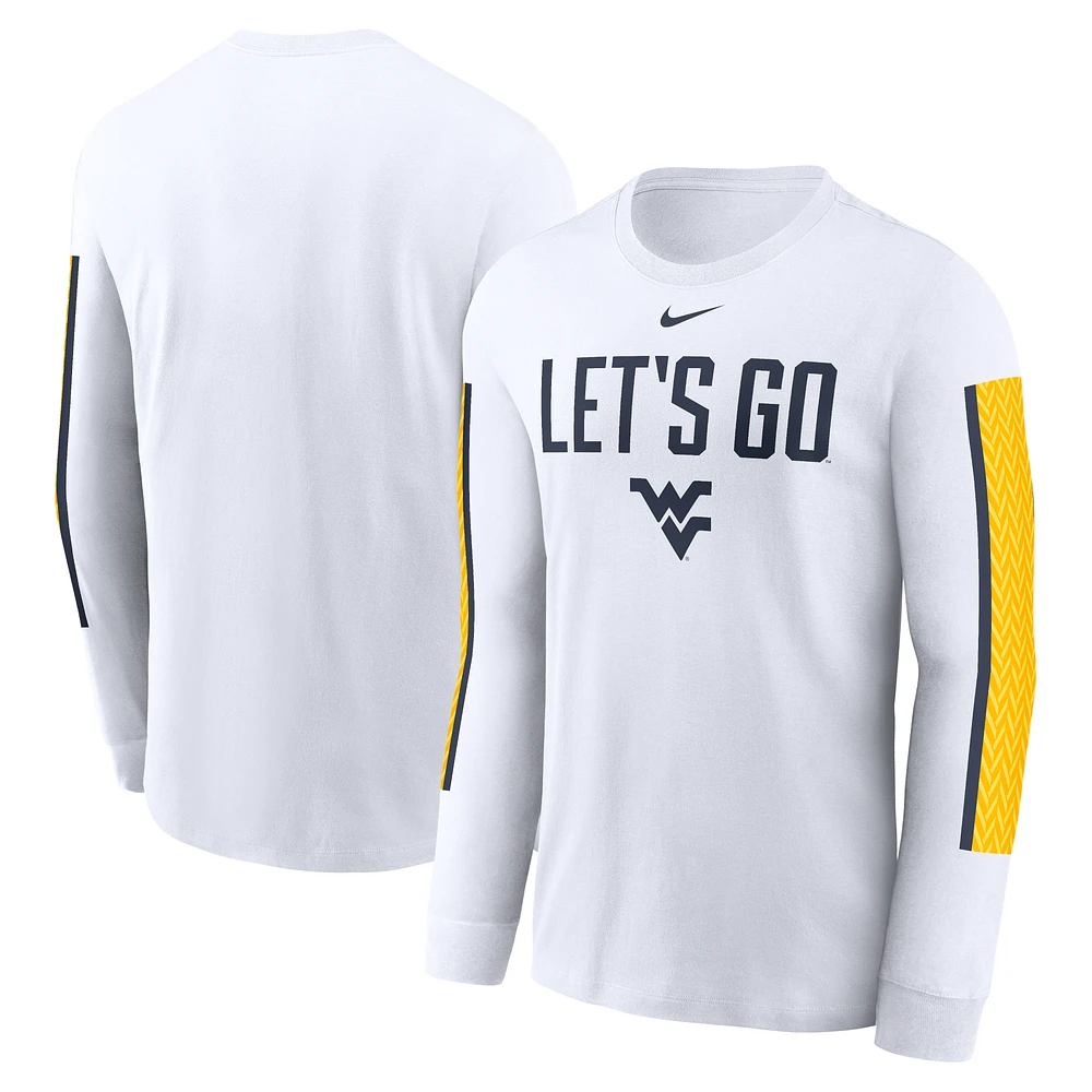 Men's Nike White West Virginia Mountaineers Local Spirit Slogan Long Sleeve T-Shirt