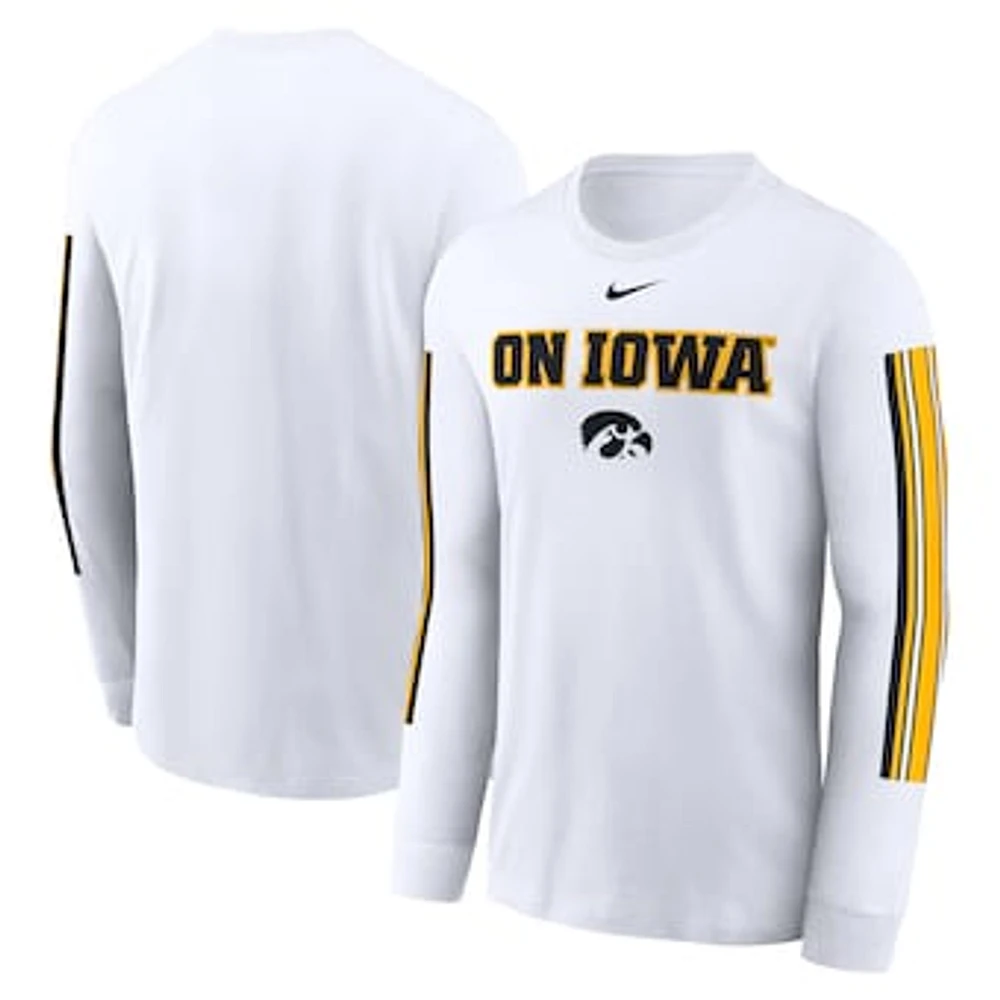 Men's Nike White Iowa Hawkeyes Local Spirit Slogan Long Sleeve T-Shirt