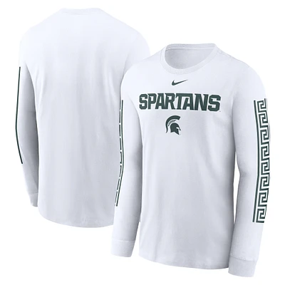 Men's Nike White Michigan State Spartans Local Spirit Slogan Long Sleeve T-Shirt