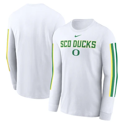 Men's Nike White Oregon Ducks Local Spirit Slogan Long Sleeve T-Shirt