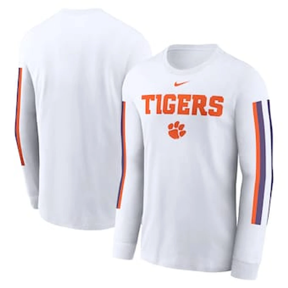 Men's Nike White Clemson Tigers Local Spirit Slogan Long Sleeve T-Shirt