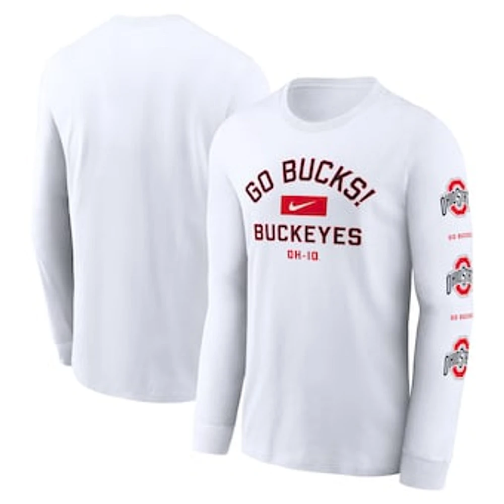 Men's Nike White Ohio State Buckeyes Primetime Classic Location Long Sleeve T-Shirt