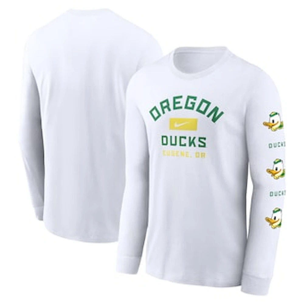 Men's Nike White Oregon Ducks Primetime Classic Location Long Sleeve T-Shirt