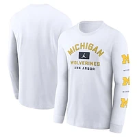 Men's Jordan Brand White Michigan Wolverines Primetime Classic Location Long Sleeve T-Shirt