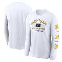 Men's Jordan Brand White Michigan Wolverines Primetime Classic Location Long Sleeve T-Shirt