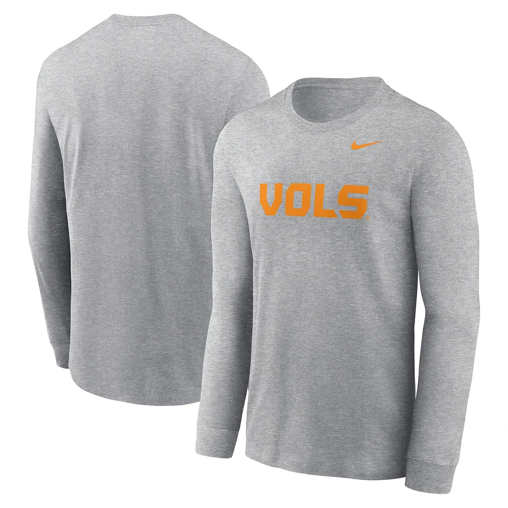 Men's Nike Heather Gray Tennessee Volunteers Alternate Logo Long Sleeve T-Shirt