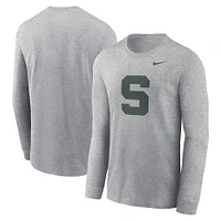 Men's Nike Heather Gray Michigan State Spartans Alternate Logo Long Sleeve T-Shirt