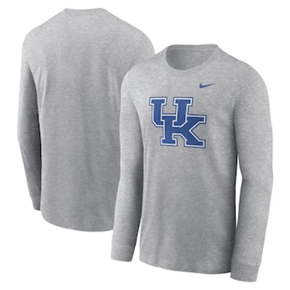 Men's Nike Heather Gray Kentucky Wildcats Primary Logo Long Sleeve T-Shirt