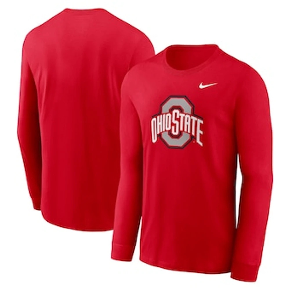 Men's Nike Scarlet Ohio State Buckeyes Primary Logo Long Sleeve T-Shirt