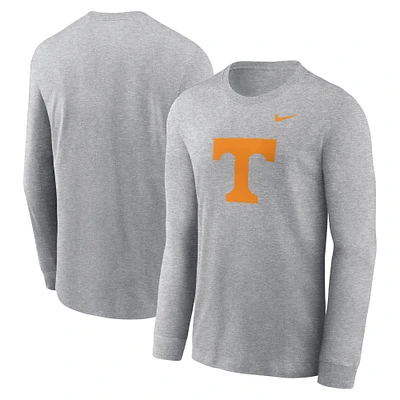 Men's Nike Heather Gray Tennessee Volunteers Primary Logo Long Sleeve T-Shirt