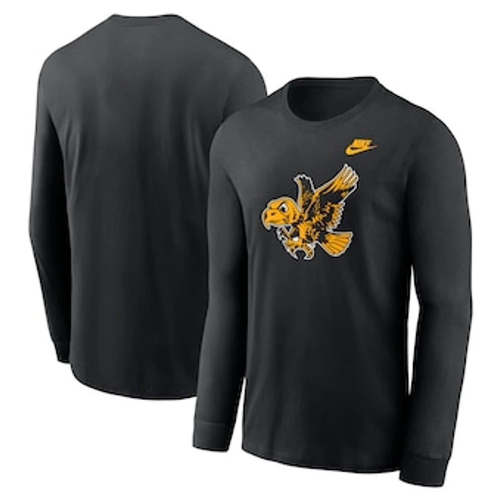 Men's Nike Black Iowa Hawkeyes Legacy Primary Logo Long Sleeve T-Shirt