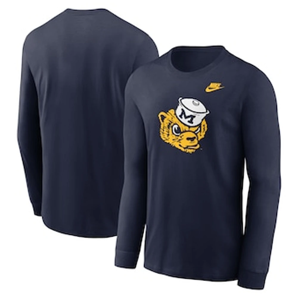 Men's Nike Navy Michigan Wolverines Legacy Primary Logo Long Sleeve T-Shirt