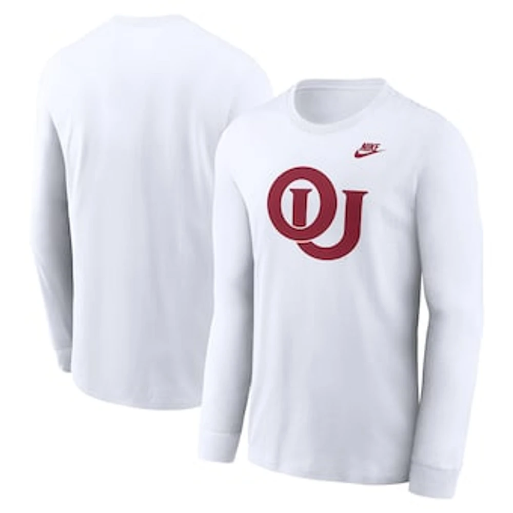 Men's Nike White Oklahoma Sooners Legacy Primary Logo Long Sleeve T-Shirt