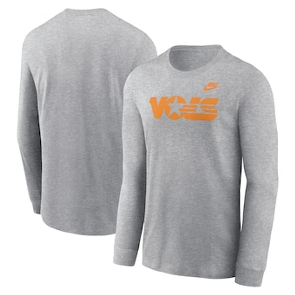 Men's Nike Heather Gray Tennessee Volunteers Legacy Primary Logo Long Sleeve T-Shirt