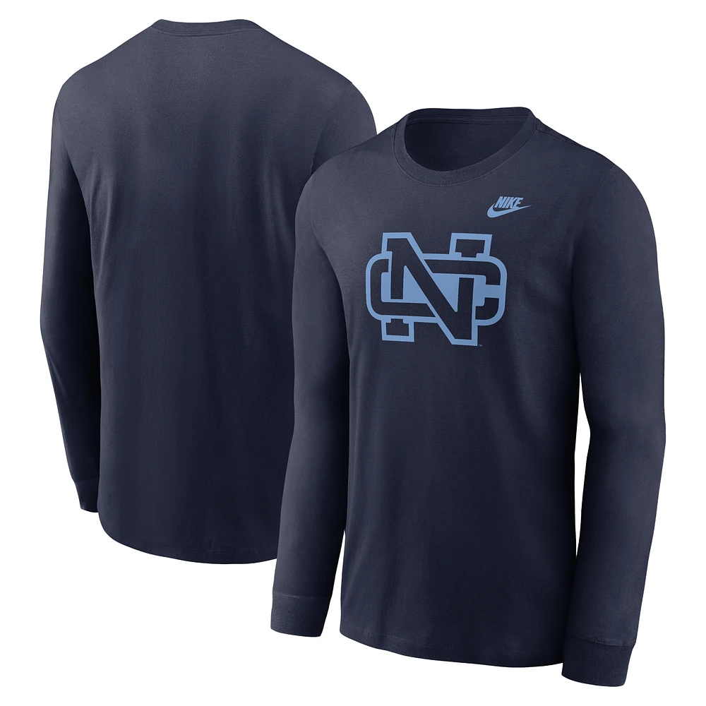 Men's Nike Navy North Carolina Tar Heels Legacy Primary Logo Long Sleeve T-Shirt