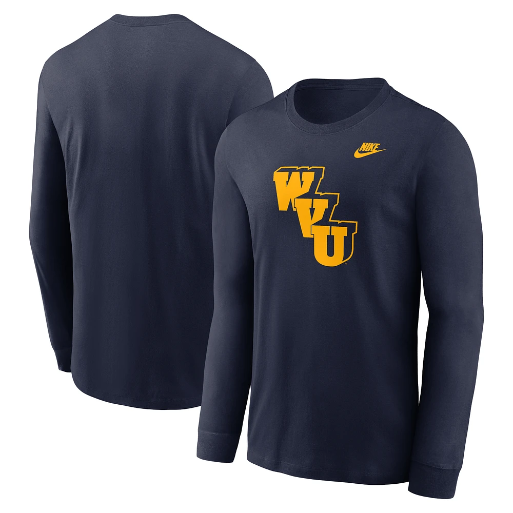 Men's Nike Navy West Virginia Mountaineers Legacy Primary Logo Long Sleeve T-Shirt