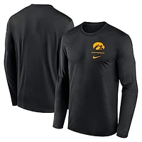 Men's Nike Black Iowa Hawkeyes Primary Stack Legend Long Sleeve T-Shirt