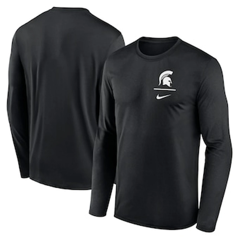 Men's Nike Black Michigan State Spartans Primary Stack Legend Long Sleeve T-Shirt