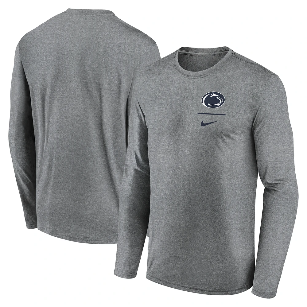 Men's Nike Heather Gray Penn State Nittany Lions Primary Stack Legend Long Sleeve T-Shirt