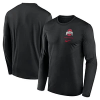 Men's Nike Black Ohio State Buckeyes Primary Stack Legend Long Sleeve T-Shirt