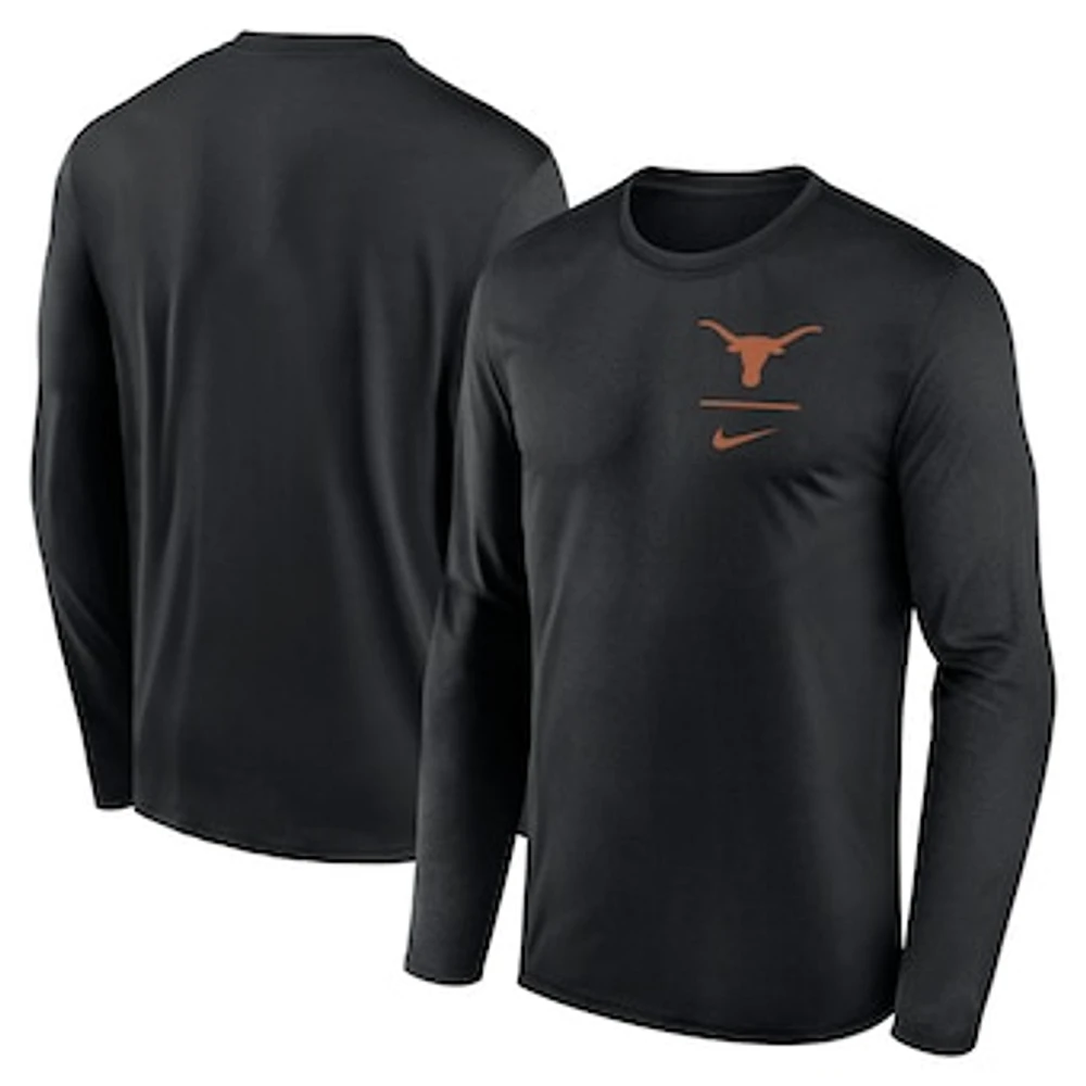 Men's Nike Black Texas Longhorns Primary Stack Legend Long Sleeve T-Shirt